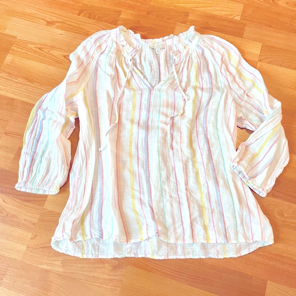Lucky Brand Stripe Peasant Blouse